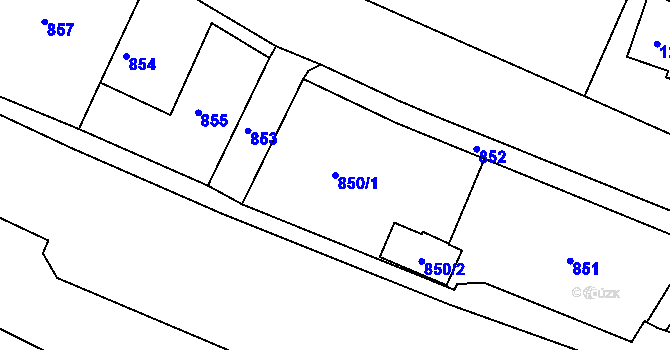 Parcela st. 850/1 v KÚ Želechovice nad Dřevnicí, Katastrální mapa