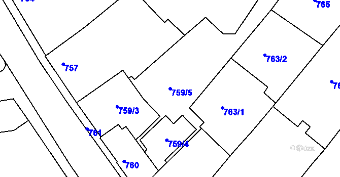 Parcela st. 759/5 v KÚ Želechovice nad Dřevnicí, Katastrální mapa