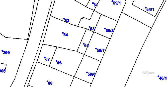 Parcela st. 65 v KÚ Želechovice nad Dřevnicí, Katastrální mapa