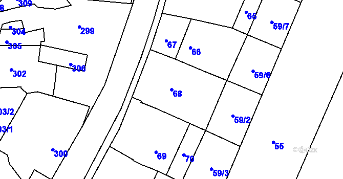Parcela st. 68 v KÚ Želechovice nad Dřevnicí, Katastrální mapa