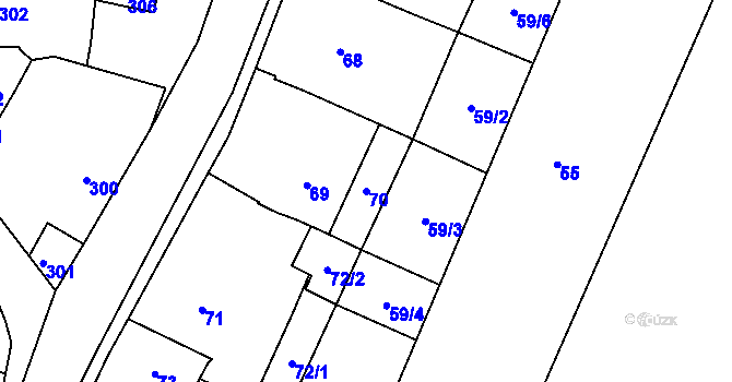 Parcela st. 70 v KÚ Želechovice nad Dřevnicí, Katastrální mapa