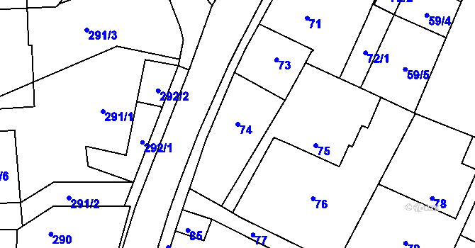 Parcela st. 74 v KÚ Želechovice nad Dřevnicí, Katastrální mapa