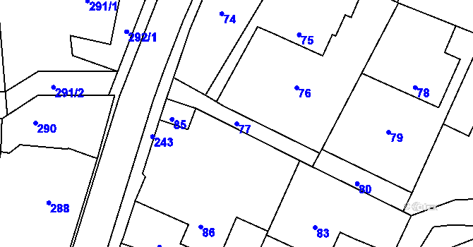 Parcela st. 77 v KÚ Želechovice nad Dřevnicí, Katastrální mapa