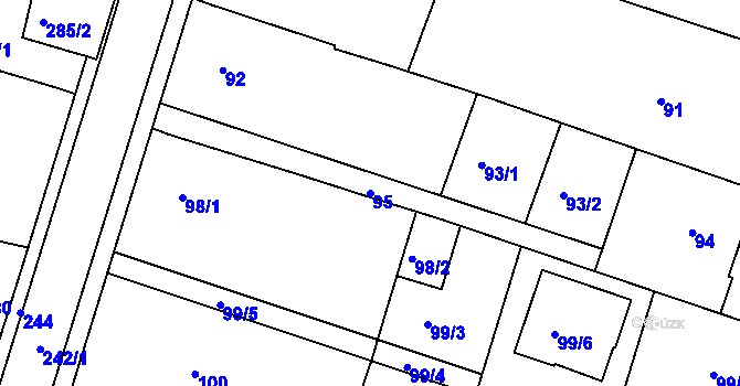 Parcela st. 95 v KÚ Želechovice nad Dřevnicí, Katastrální mapa