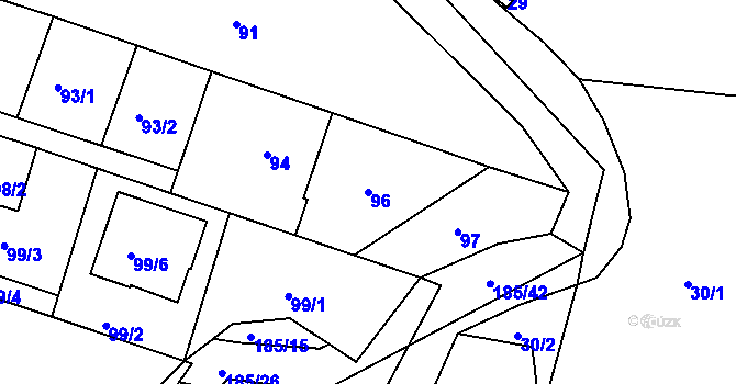 Parcela st. 96 v KÚ Želechovice nad Dřevnicí, Katastrální mapa