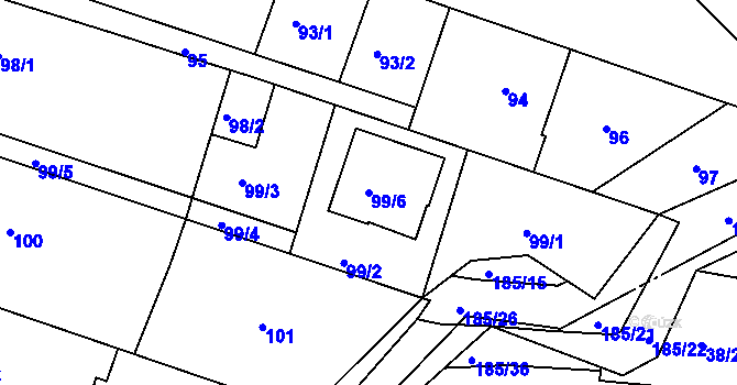 Parcela st. 99/6 v KÚ Želechovice nad Dřevnicí, Katastrální mapa
