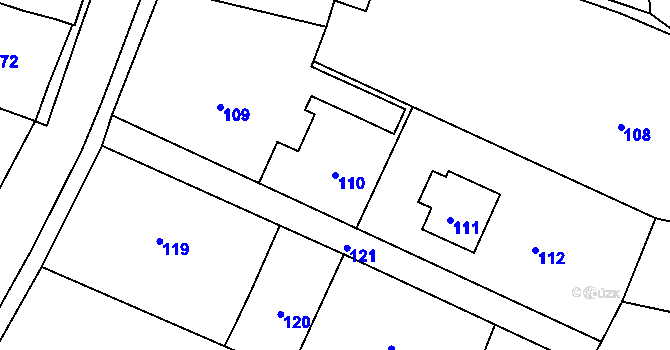 Parcela st. 110 v KÚ Želechovice nad Dřevnicí, Katastrální mapa