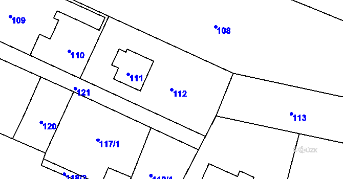 Parcela st. 112 v KÚ Želechovice nad Dřevnicí, Katastrální mapa