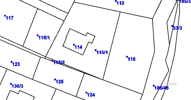 Parcela st. 115/1 v KÚ Želechovice nad Dřevnicí, Katastrální mapa