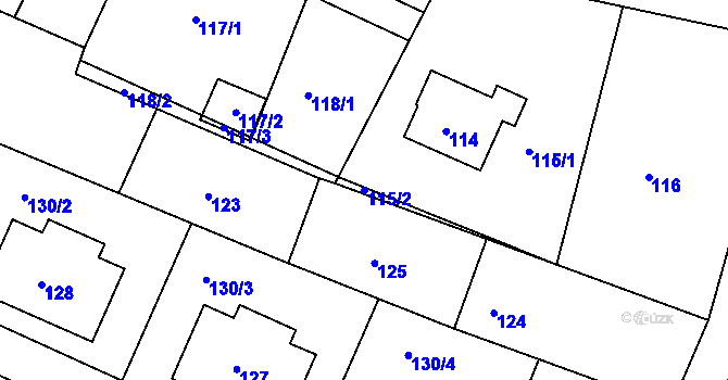 Parcela st. 115/2 v KÚ Želechovice nad Dřevnicí, Katastrální mapa