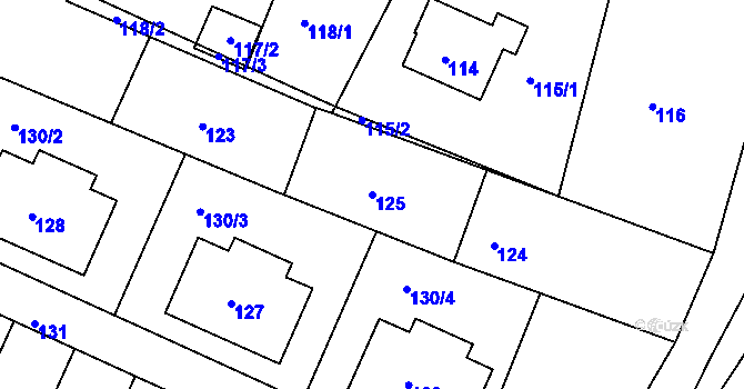 Parcela st. 125 v KÚ Želechovice nad Dřevnicí, Katastrální mapa
