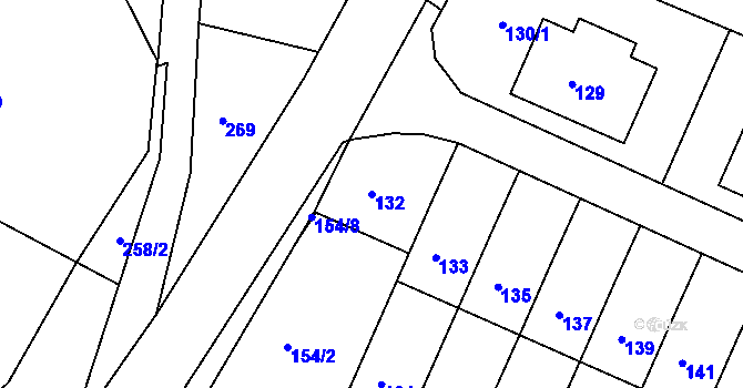 Parcela st. 132 v KÚ Želechovice nad Dřevnicí, Katastrální mapa