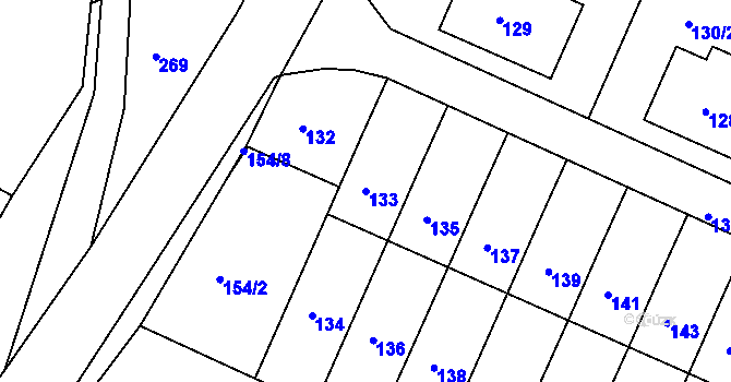 Parcela st. 133 v KÚ Želechovice nad Dřevnicí, Katastrální mapa