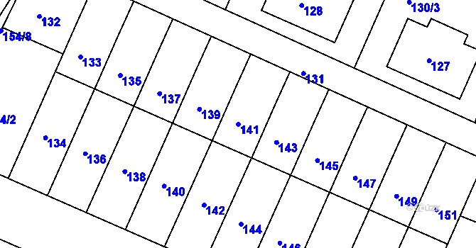 Parcela st. 141 v KÚ Želechovice nad Dřevnicí, Katastrální mapa