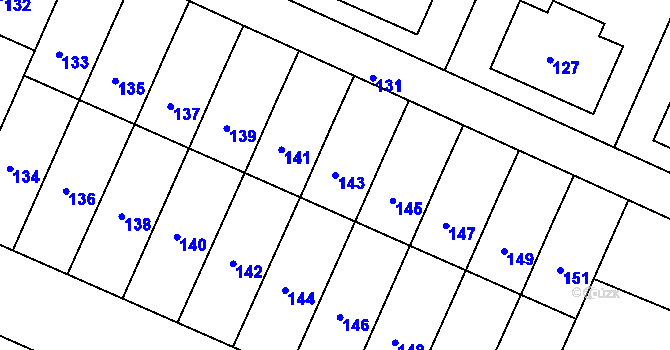 Parcela st. 143 v KÚ Želechovice nad Dřevnicí, Katastrální mapa