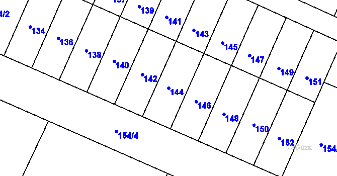 Parcela st. 144 v KÚ Želechovice nad Dřevnicí, Katastrální mapa