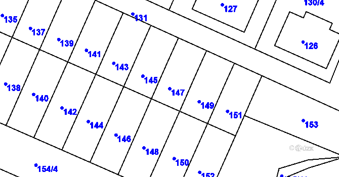 Parcela st. 147 v KÚ Želechovice nad Dřevnicí, Katastrální mapa