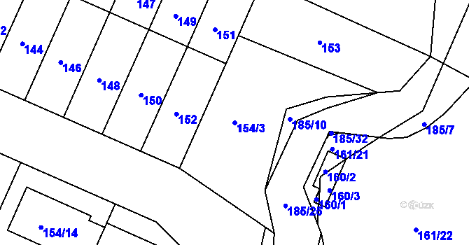 Parcela st. 154/3 v KÚ Želechovice nad Dřevnicí, Katastrální mapa