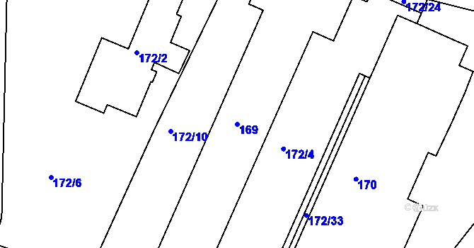 Parcela st. 169 v KÚ Želechovice nad Dřevnicí, Katastrální mapa