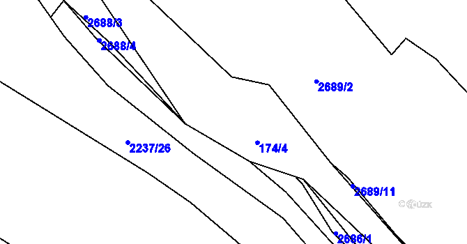 Parcela st. 174 v KÚ Želechovice nad Dřevnicí, Katastrální mapa
