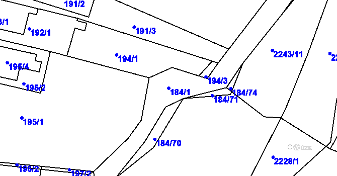 Parcela st. 184/1 v KÚ Želechovice nad Dřevnicí, Katastrální mapa