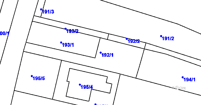 Parcela st. 192/1 v KÚ Želechovice nad Dřevnicí, Katastrální mapa