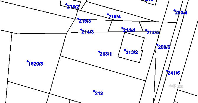 Parcela st. 213/1 v KÚ Želechovice nad Dřevnicí, Katastrální mapa