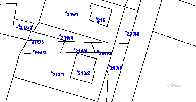 Parcela st. 214/5 v KÚ Želechovice nad Dřevnicí, Katastrální mapa