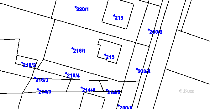 Parcela st. 215 v KÚ Želechovice nad Dřevnicí, Katastrální mapa