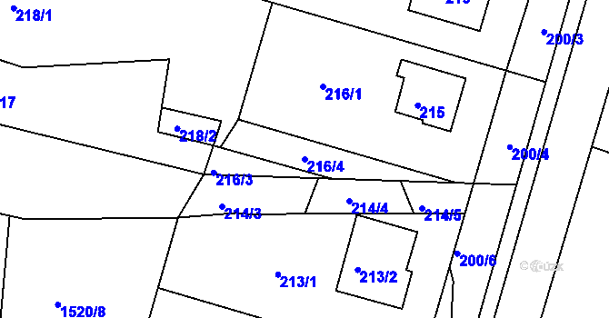 Parcela st. 216/4 v KÚ Želechovice nad Dřevnicí, Katastrální mapa