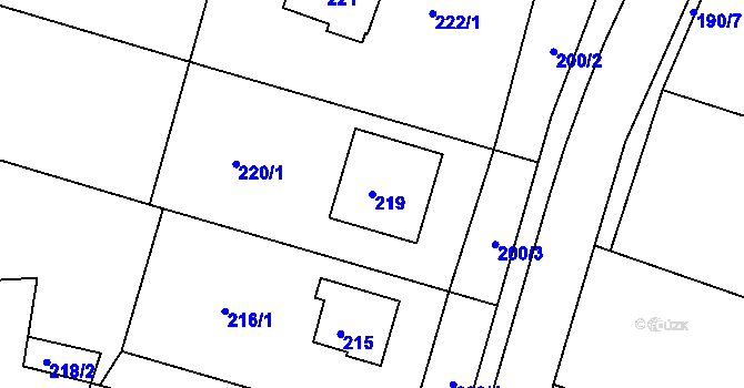 Parcela st. 219 v KÚ Želechovice nad Dřevnicí, Katastrální mapa
