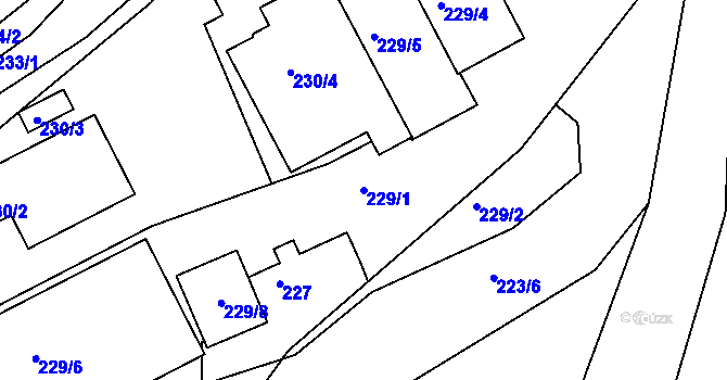 Parcela st. 229/1 v KÚ Želechovice nad Dřevnicí, Katastrální mapa