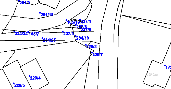 Parcela st. 229/3 v KÚ Želechovice nad Dřevnicí, Katastrální mapa