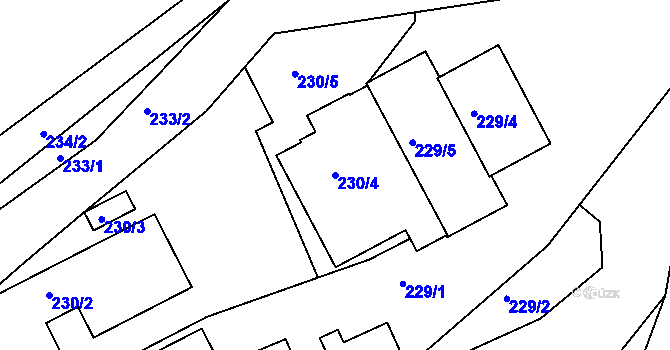 Parcela st. 230/4 v KÚ Želechovice nad Dřevnicí, Katastrální mapa