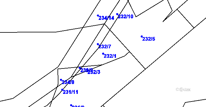 Parcela st. 232/1 v KÚ Želechovice nad Dřevnicí, Katastrální mapa