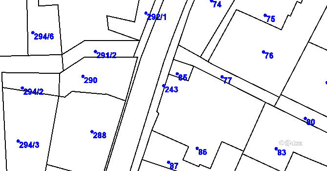 Parcela st. 243 v KÚ Želechovice nad Dřevnicí, Katastrální mapa