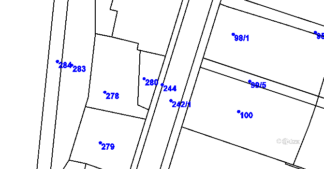 Parcela st. 244 v KÚ Želechovice nad Dřevnicí, Katastrální mapa
