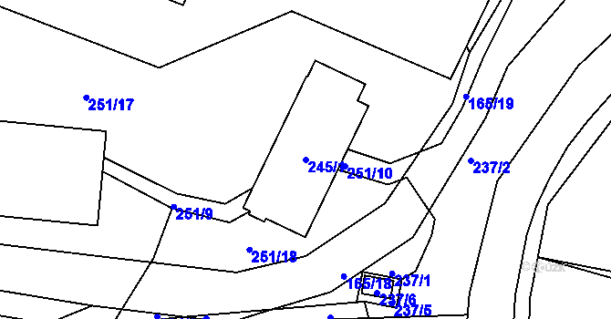 Parcela st. 245/1 v KÚ Želechovice nad Dřevnicí, Katastrální mapa