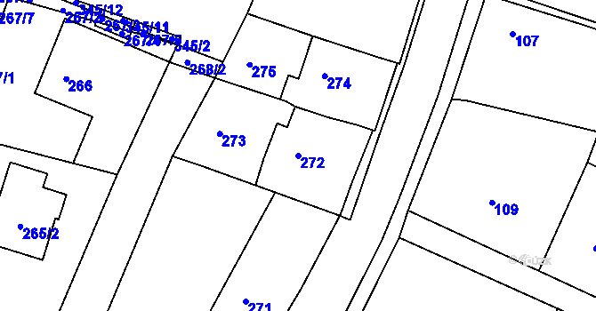 Parcela st. 272 v KÚ Želechovice nad Dřevnicí, Katastrální mapa