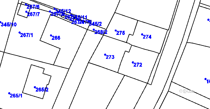 Parcela st. 273 v KÚ Želechovice nad Dřevnicí, Katastrální mapa