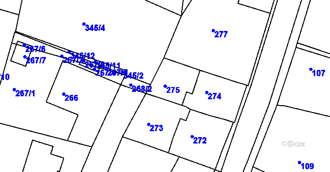 Parcela st. 275 v KÚ Želechovice nad Dřevnicí, Katastrální mapa