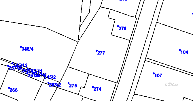 Parcela st. 277 v KÚ Želechovice nad Dřevnicí, Katastrální mapa