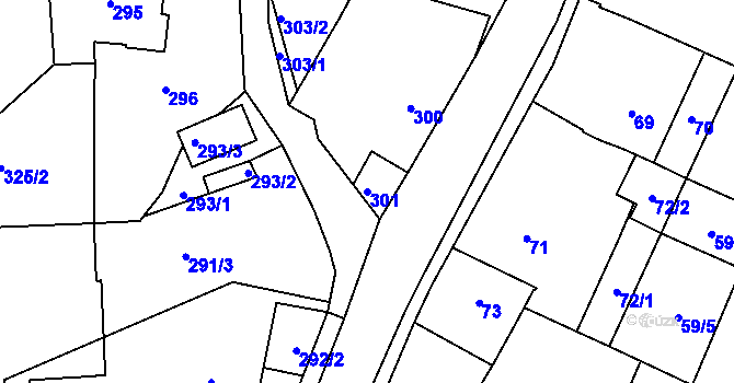Parcela st. 301 v KÚ Želechovice nad Dřevnicí, Katastrální mapa