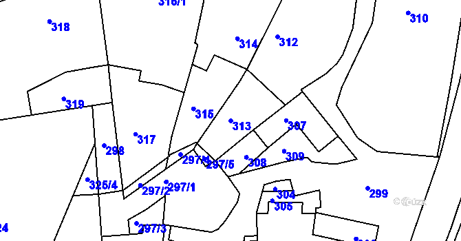 Parcela st. 313 v KÚ Želechovice nad Dřevnicí, Katastrální mapa