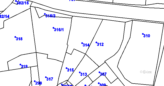 Parcela st. 314 v KÚ Želechovice nad Dřevnicí, Katastrální mapa