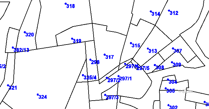 Parcela st. 317 v KÚ Želechovice nad Dřevnicí, Katastrální mapa