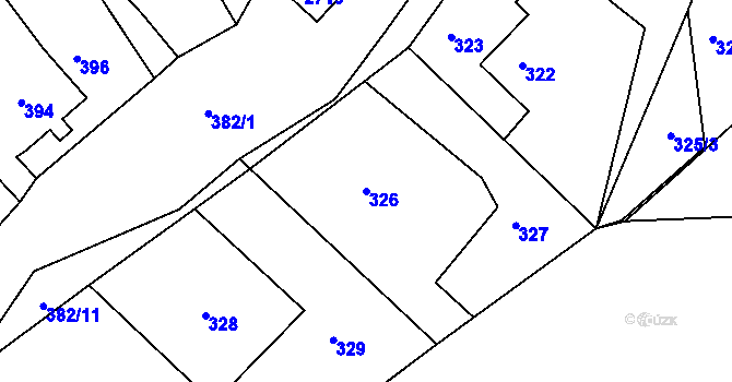 Parcela st. 326 v KÚ Želechovice nad Dřevnicí, Katastrální mapa