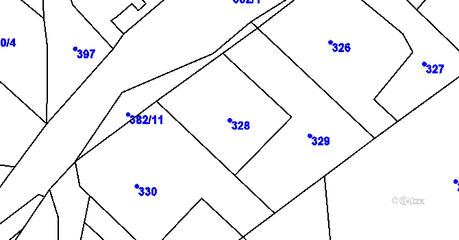 Parcela st. 328 v KÚ Želechovice nad Dřevnicí, Katastrální mapa
