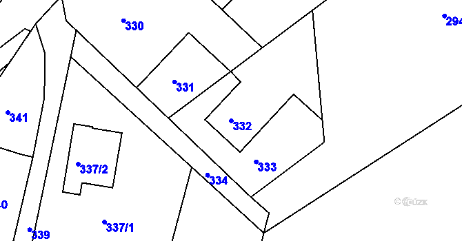 Parcela st. 332 v KÚ Želechovice nad Dřevnicí, Katastrální mapa
