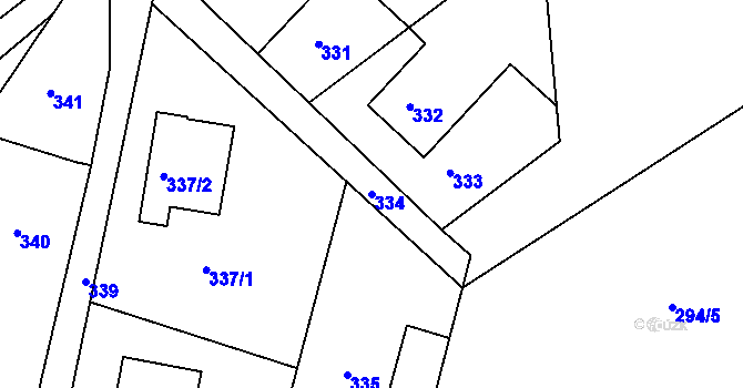 Parcela st. 334 v KÚ Želechovice nad Dřevnicí, Katastrální mapa